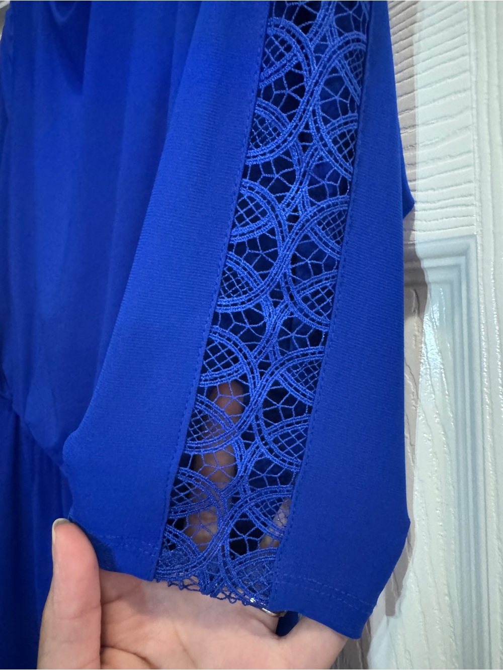 Elegant Blue Women's Blouson Dress - Picture 2 of 4